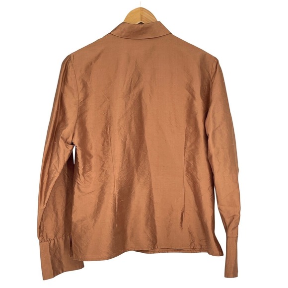 Worthington Shot Changeant Orange 100% Silk Blouse‎ Size 8 Classic Quiet Luxury - Picture 2 of 5